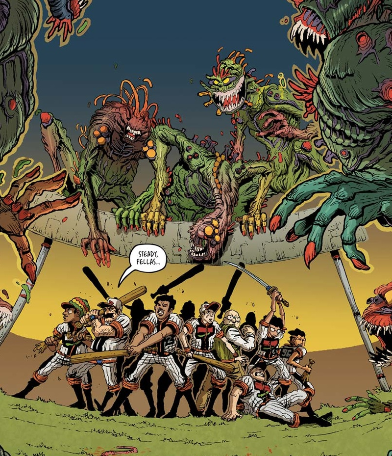 Illustration for article titled You'll want to throw money at this deranged graphic novel about baseball players versus monsters